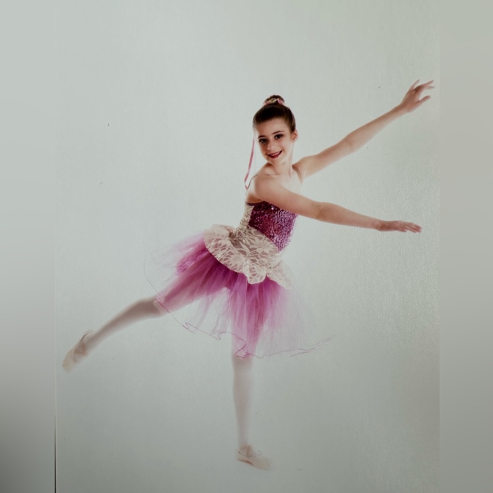 A WISH COME TRUE  Size Intermediate Child Pink Sequins & Ivory Lace Danc…